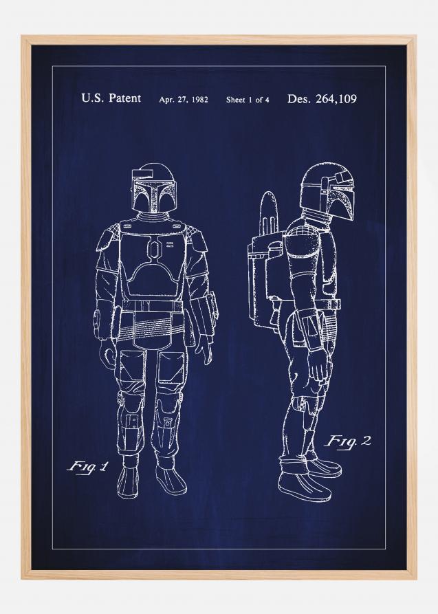 Dibujo de patente - Star Wars - Boba Fett - Azul Póster