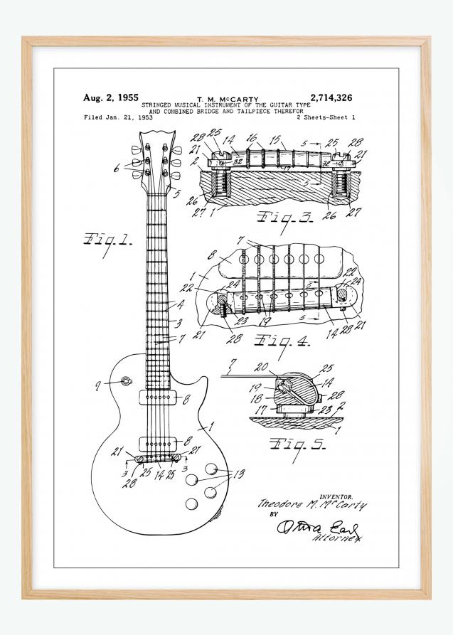 Dibujo de patente - Guitarra eléctrica I Póster