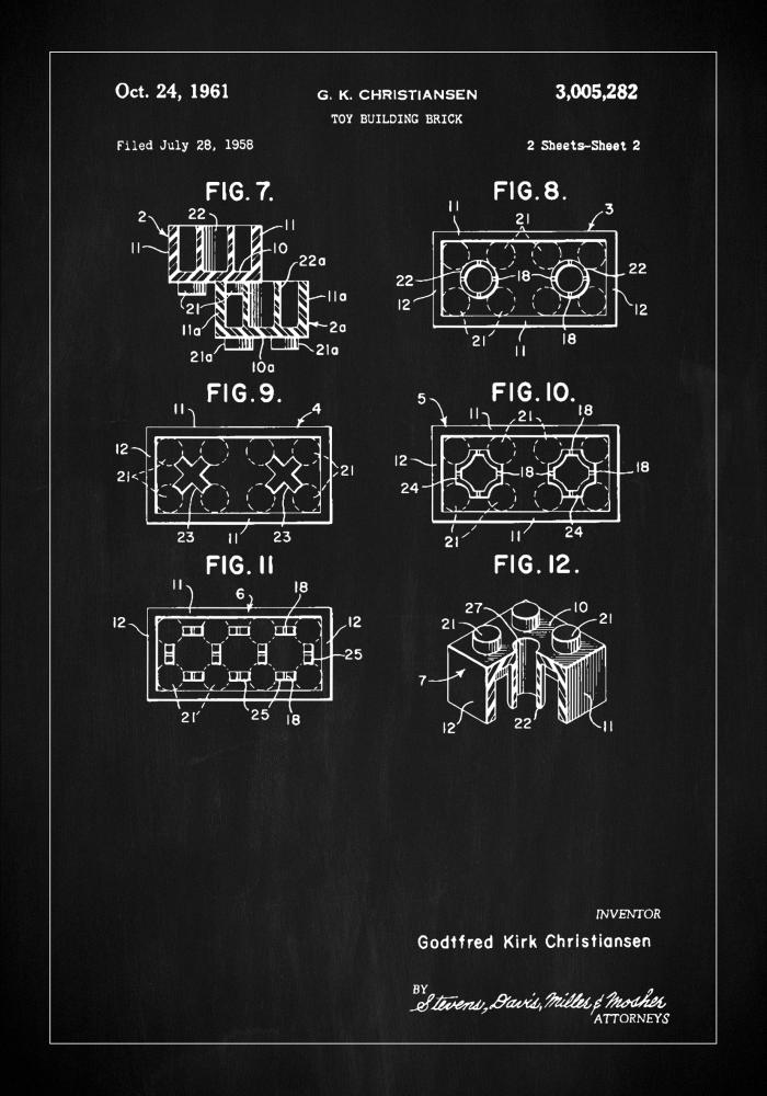 Patent Print - Lego Block II - Black Pster