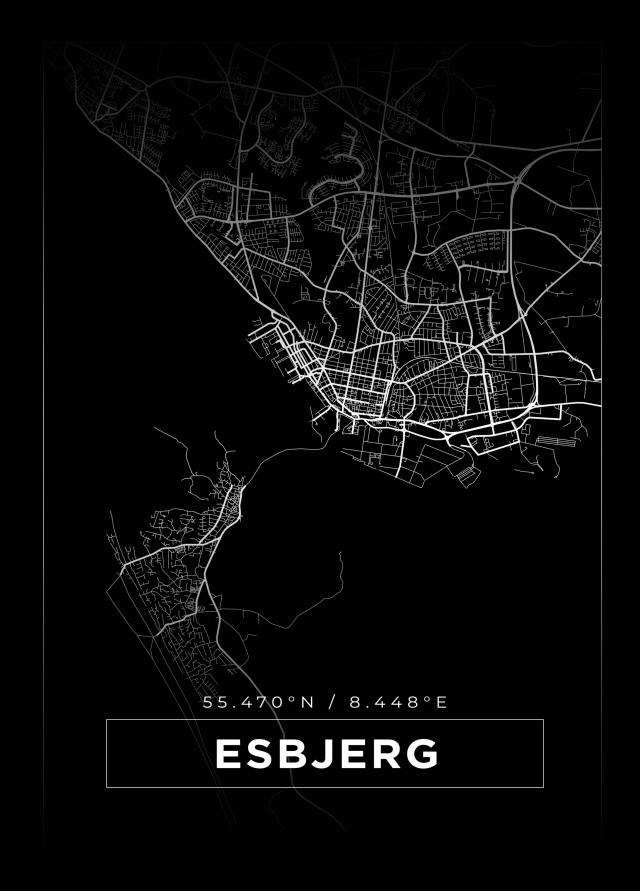 Mapa - Esbjerg - Cartel negro