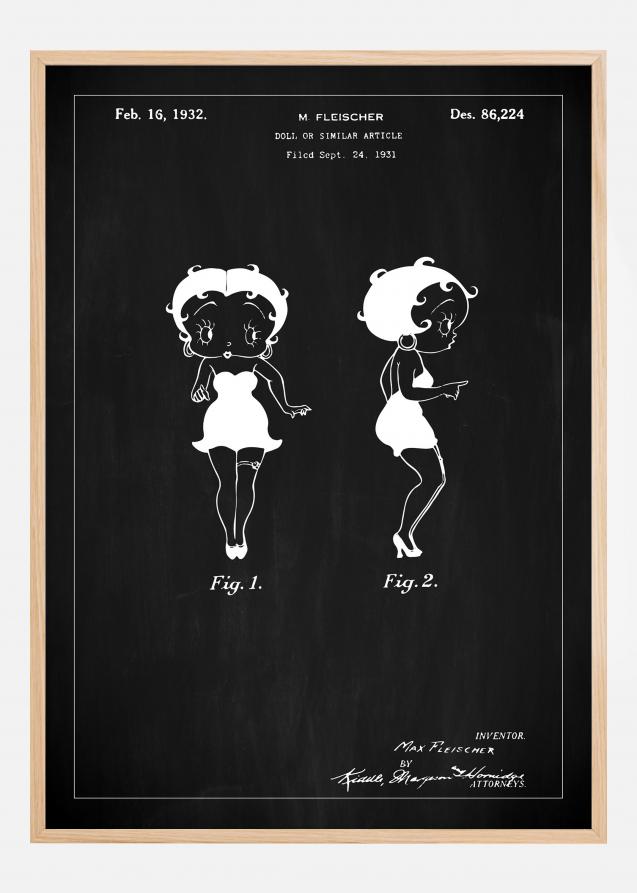 Dibujo de patente - Betty Boop - Negro Póster