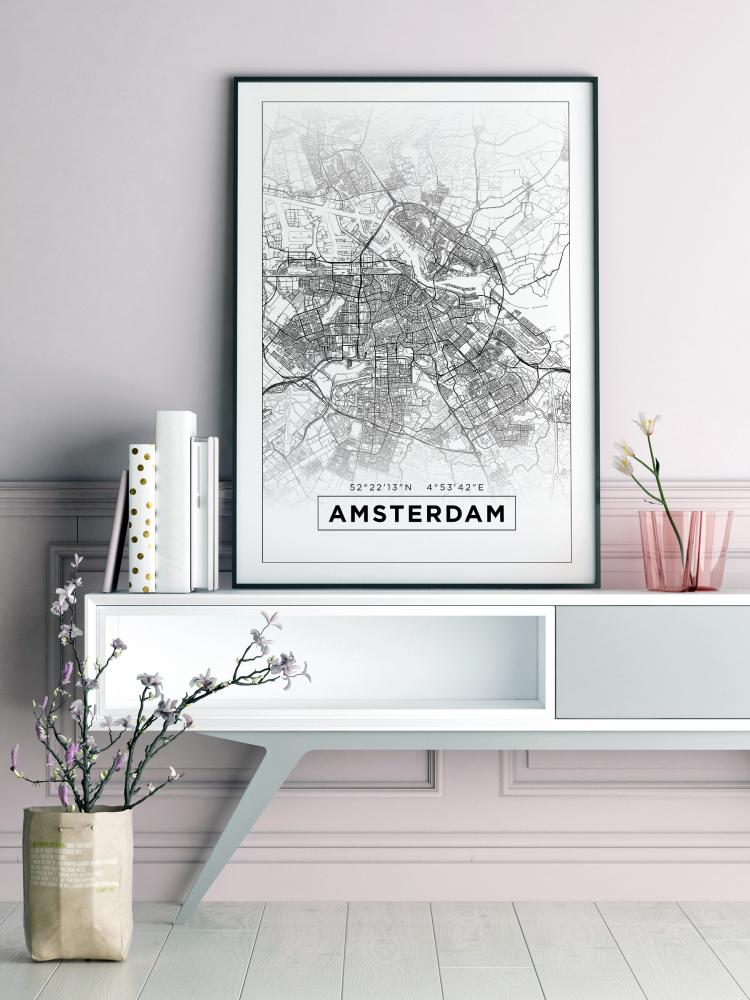 Mapa - Amsterdam - Blanco Pster