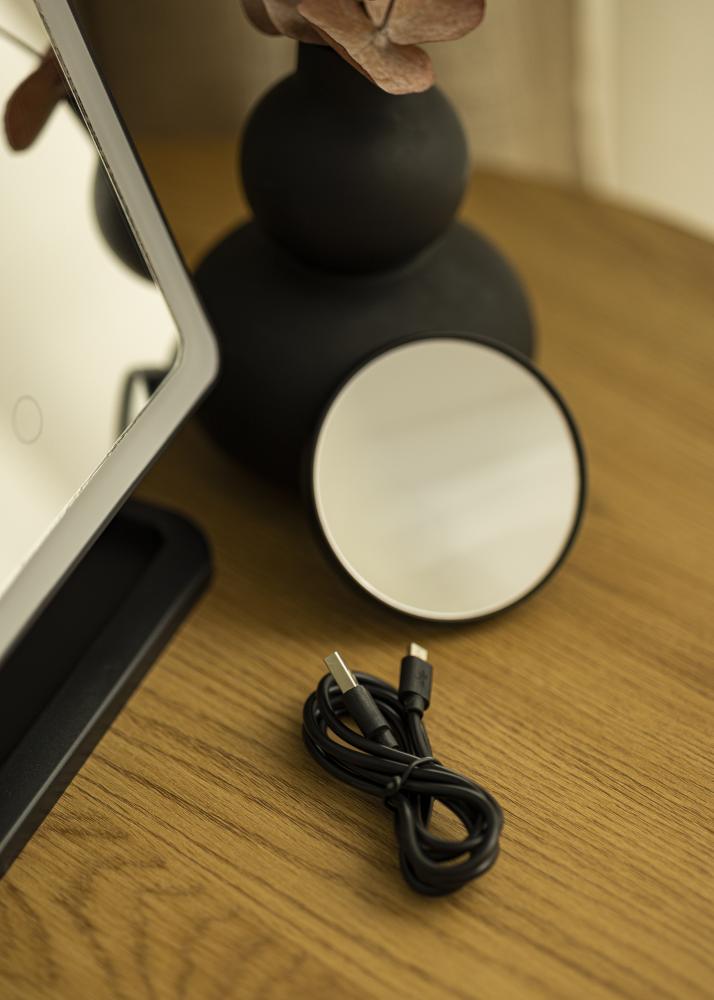 KAILA Espejo tocador LED uds.rip con altavoces Bluetooth Negro 18x30 cm