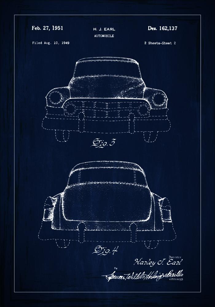 Dibujo de patente - Cadillac II - Azul Pster