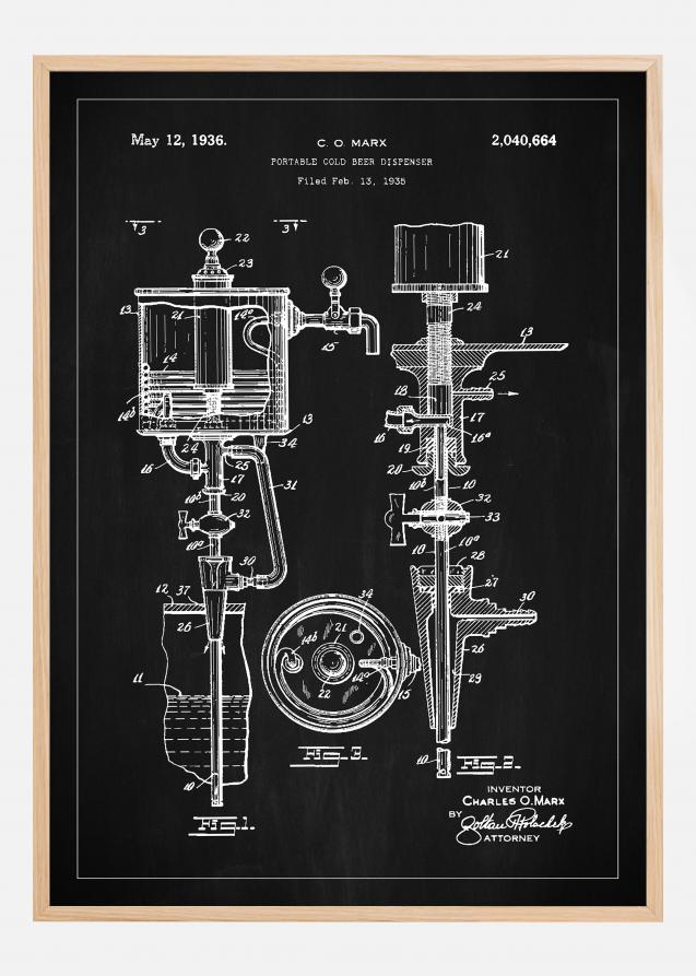 Patent Print - Portable Cold Beer Dispenser - Black Póster
