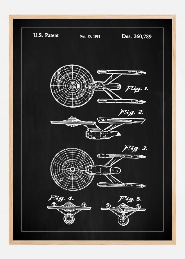 Dibujo de patente - Star Trek - USS Enterprise - Negro Póster