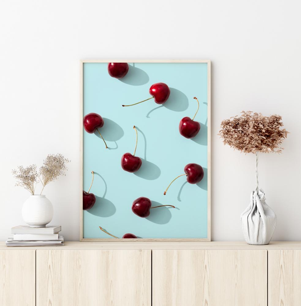 Cherries On Turquoise Pster
