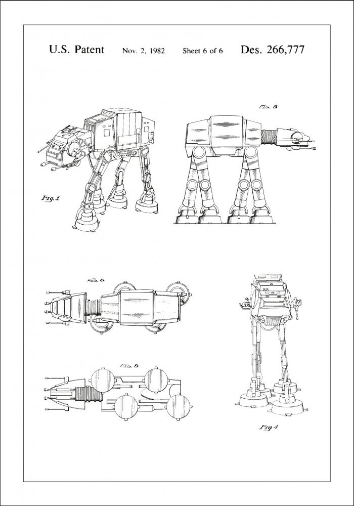 Dibujo de patente - Star Wars - Walker - Blanco Pster