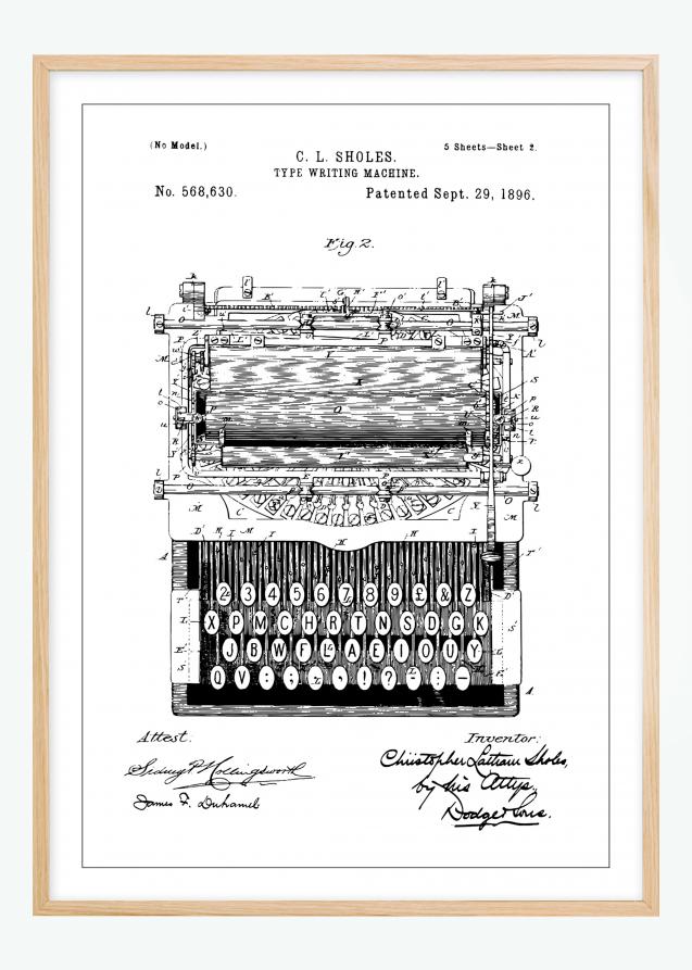 Dibujo de patente - Máquina de escribir Póster