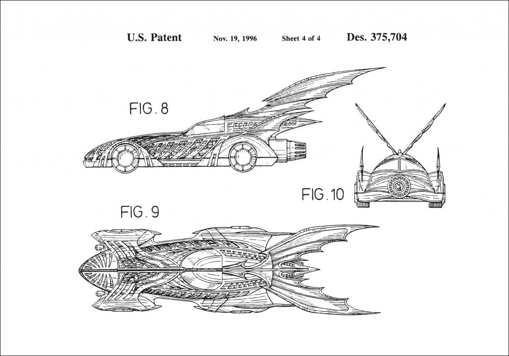 Dibujo de patente - Batman - Batmobile 1996 IIII Pster