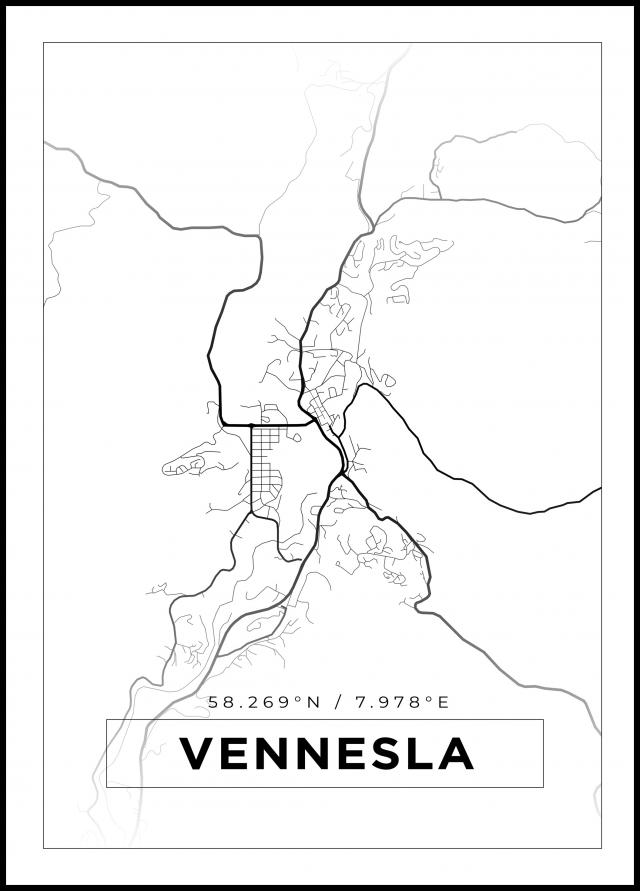 Mapa - Vennesla - Cartel blanco