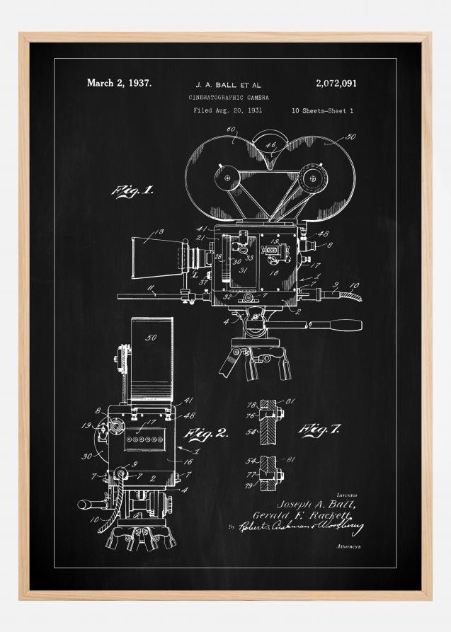 Patent Print - Cinematic Camera - Black Póster