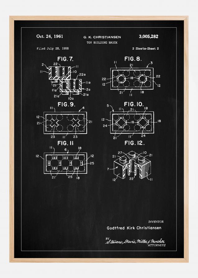 Patent Print - Lego Block II - Black Póster