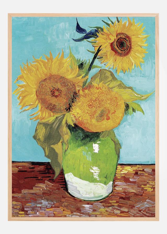 Vase With Three Sunflowers Póster
