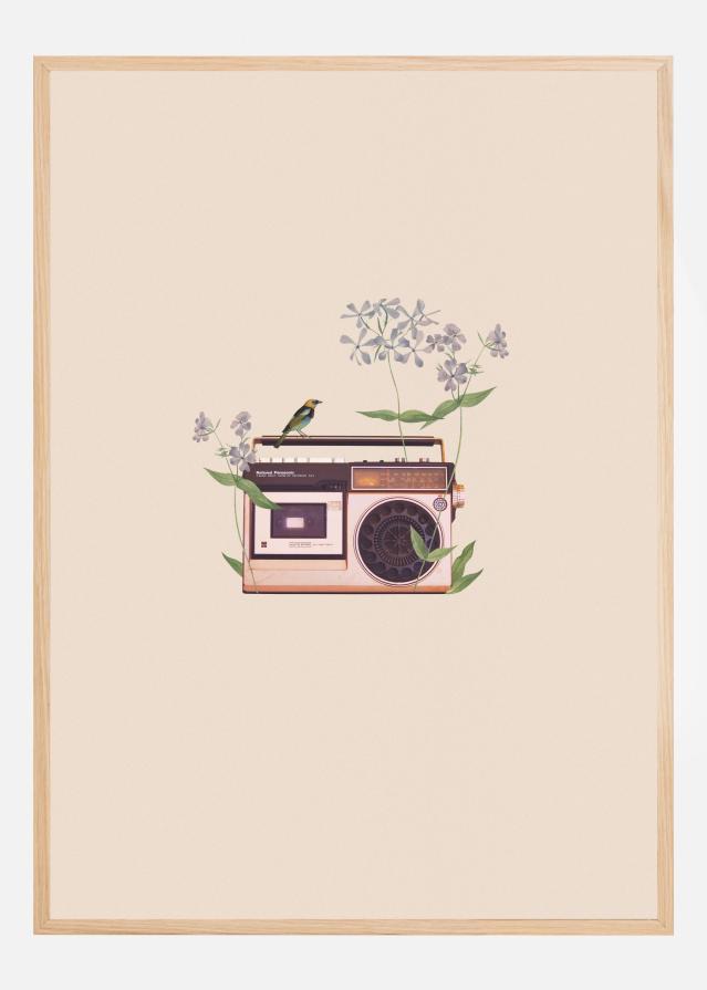 Floral vintage radio Póster