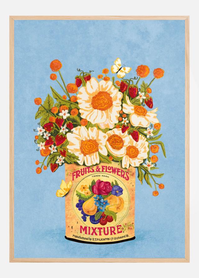 Flowers In a Vintage Tea Can Póster