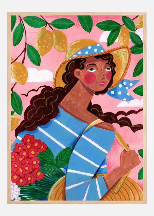 Portrait woman in Amalfi coast Italy Póster