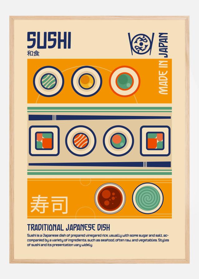 Sushi Japanese Food Print Póster