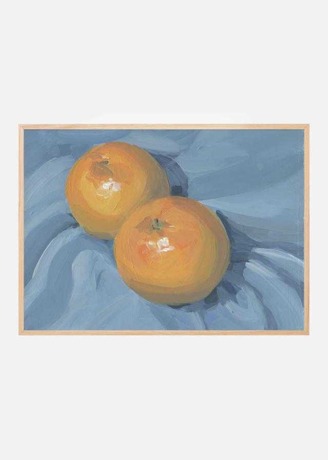 Oranges on Blue Póster