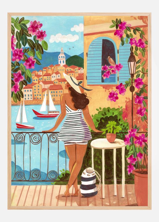 Travel woman in Saint-Tropez Póster