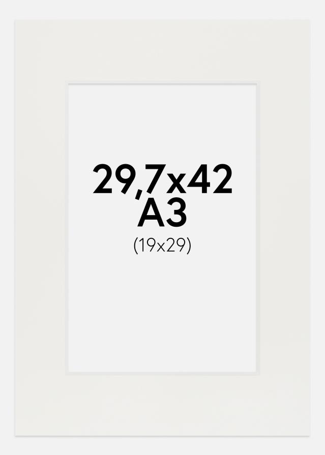 Paspartú Blanco 3 mm (Borde interior blanco) 29,7x42 cm (19x29)