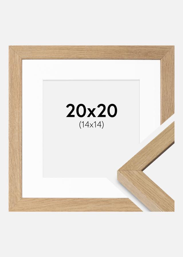 Marco Hermes Roble Macizo Natural 20x20 cm - Paspartús Blanco 15x15 cm