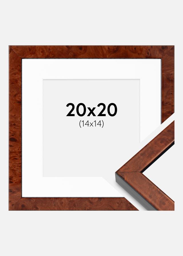 Marco Hermes nuez 20x20 cm - Paspartús Blanco 15x15 cm