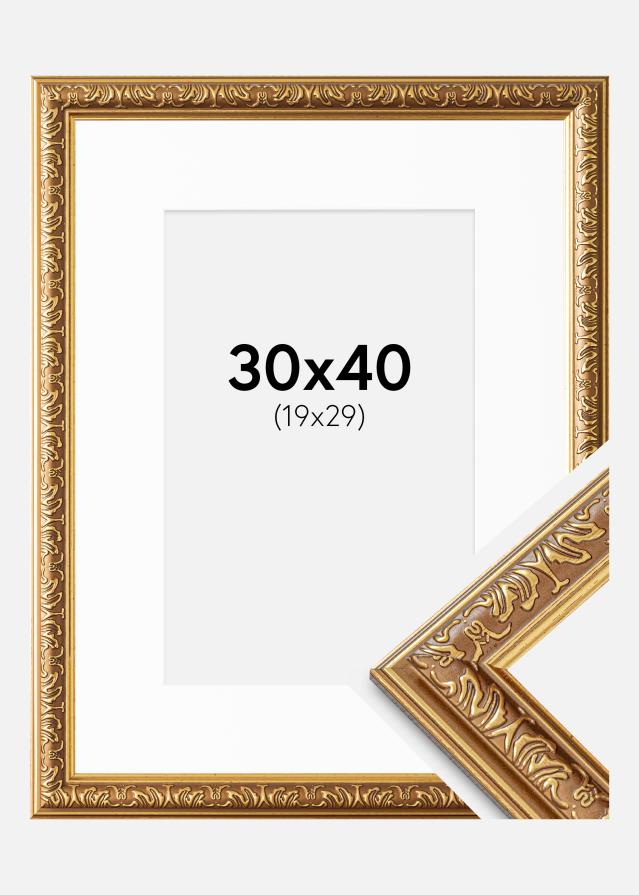 Marco Swirl Oro 30x40 cm - Paspartús Blanco 20x30 cm