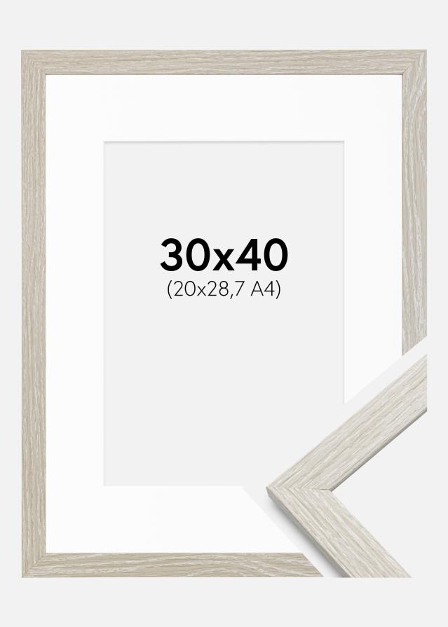Marco Stilren gris claro roble 30x40 cm - Paspartús Blanco 21x29,7 cm
