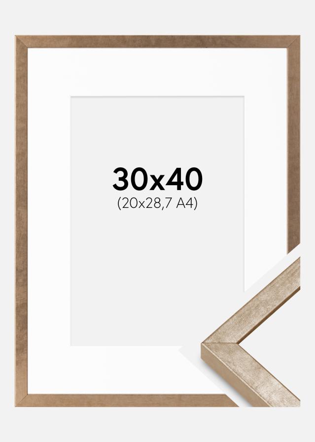 Marco Ares latón 30x40 cm - Paspartús Blanco 21x29,7 cm