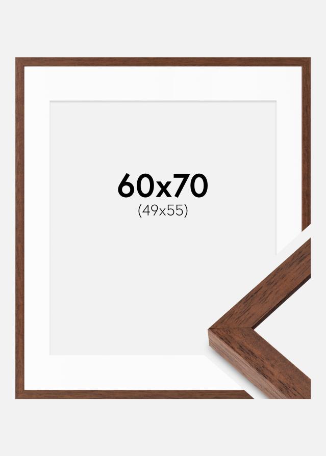 Marco Hermes Teak 60x70 cm - Paspartús Blanco 50x56 cm