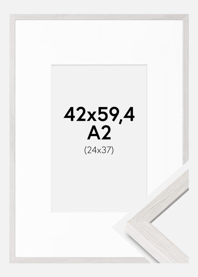 Marco Ares Blanco Roble 42x59,4 cm - Paspartús Blanco 25x38 cm