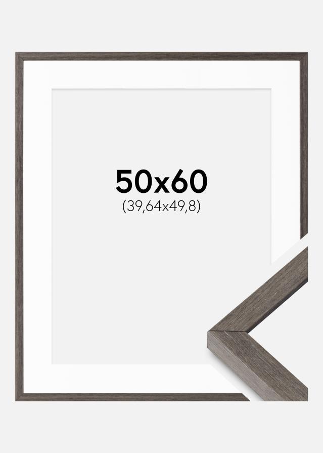 Marco Ares Gris Roble 50x60 cm - Paspartús Blanco 16x20 inches