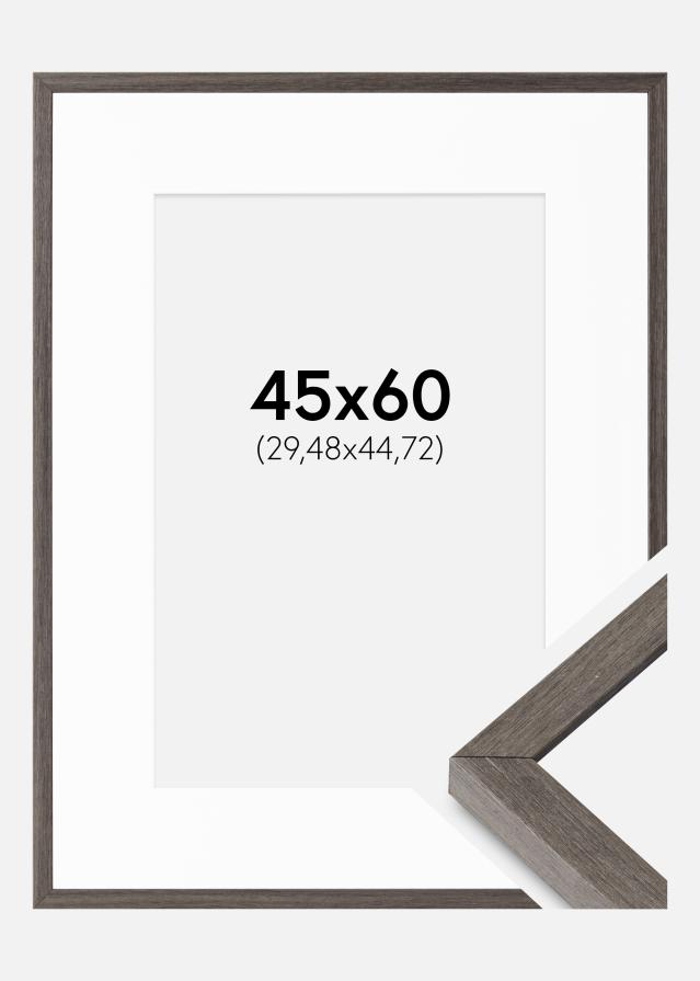 Marco Ares Gris Roble 45x60 cm - Paspartús Blanco 12x18 inches