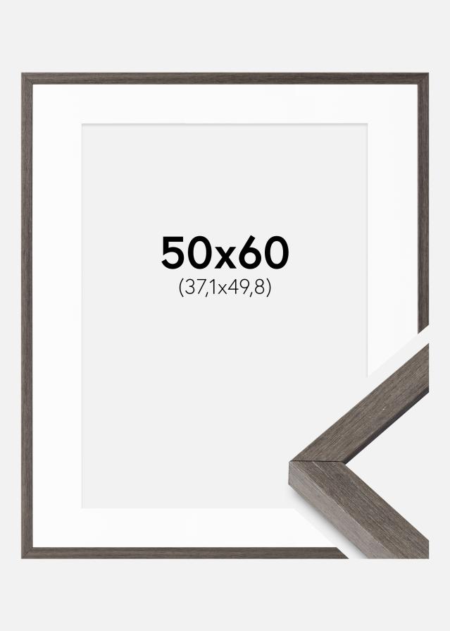 Marco Ares Gris Roble 50x60 cm - Paspartús Blanco 15x20 inches