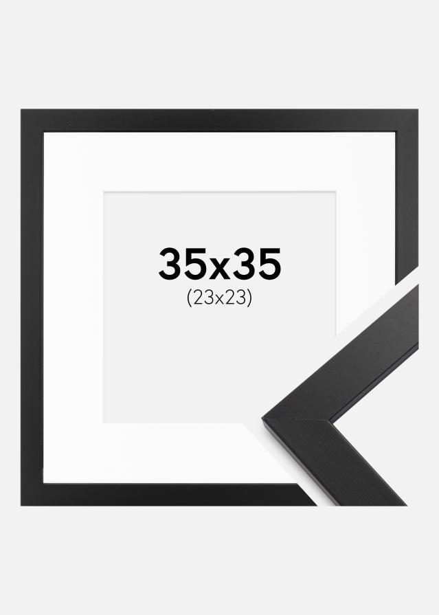 Marco Black Wood 35x35 cm - Paspartú Blanco 24x24 cm