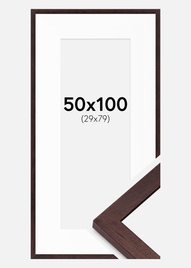 Marco BGA Classic nuez 50x100 cm - Paspartús Blanco 30x80 cm