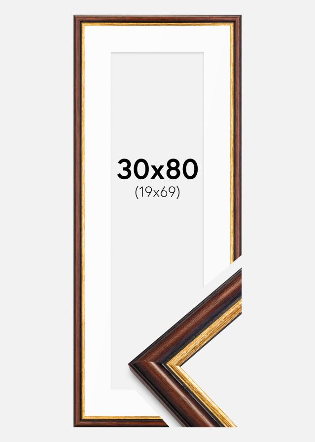 Marco Siljan marrón 30x80 cm - Paspartús Blanco 20x70 cm