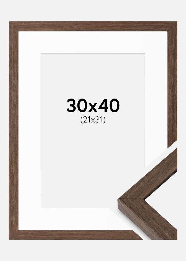 Marco Hermes nuez 30x40 cm - Paspartús Blanco 22x32 cm