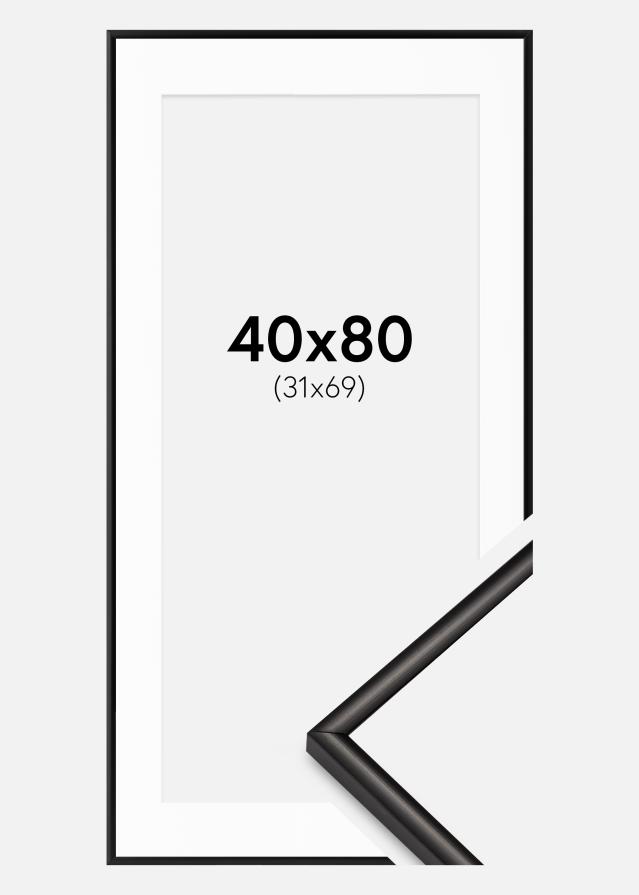 Marco Scandi Mate Negro 40x80 cm - Paspartús Blanco 32x70 cm