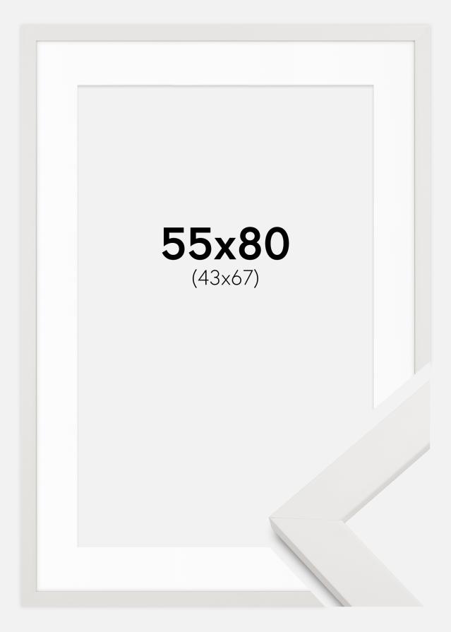 Marco blanco madera 55x80 cm - Paspartús Blanco 44x68 cm