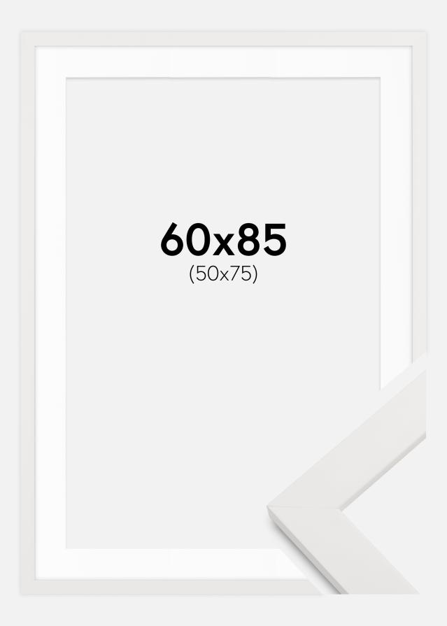 Marco blanco madera 60x85 cm - Paspartús Blanco 51x76 cm