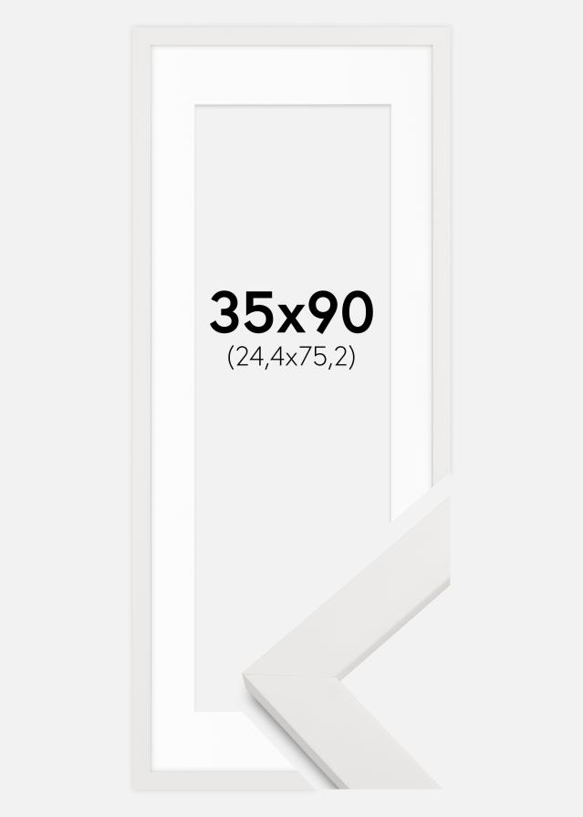 Marco blanco madera 35x90 cm - Paspartús Blanco 10x30 inches