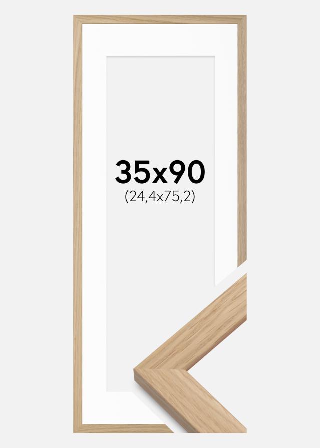 Marco roble madera 35x90 cm - Paspartús Blanco 10x30 inches