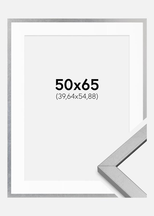 Marco Minerva Plata 50x65 cm - Paspartús Blanco 16x22 inches