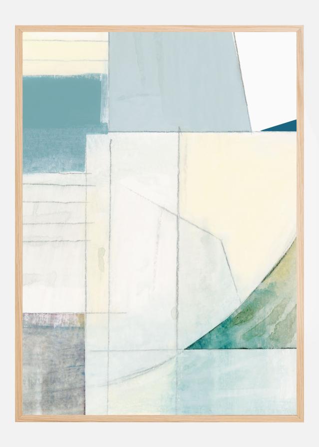 Abstract Blue and White Shapes Póster