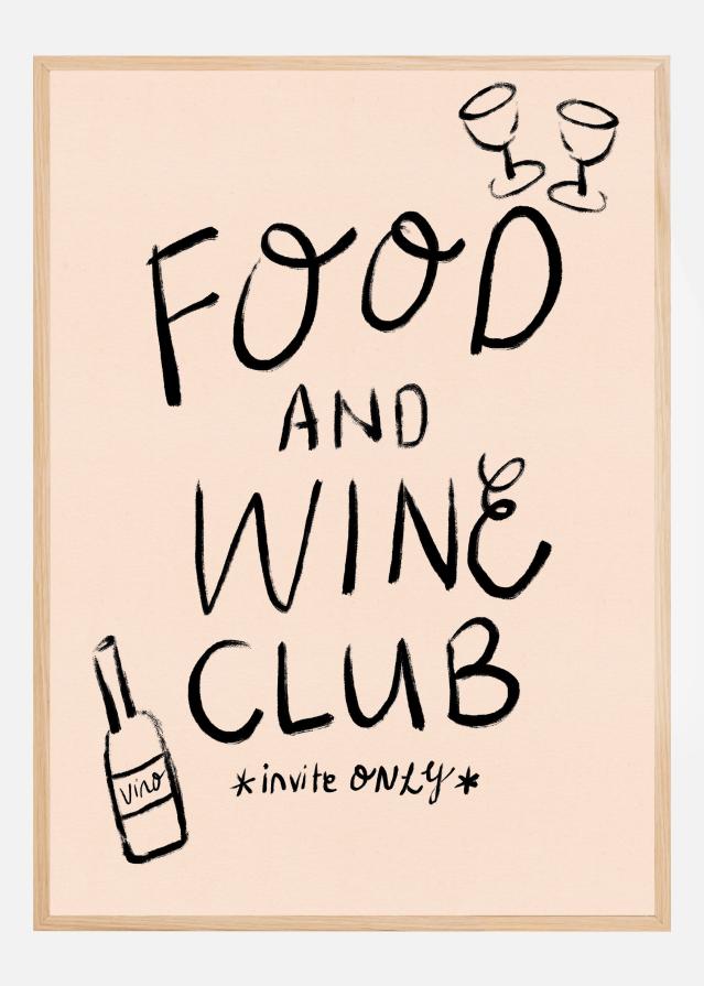 Food and Wine Club Typography Póster