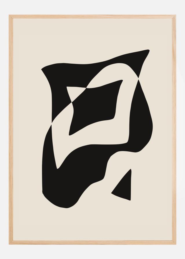 Bold Black And White Geometric Composition Póster