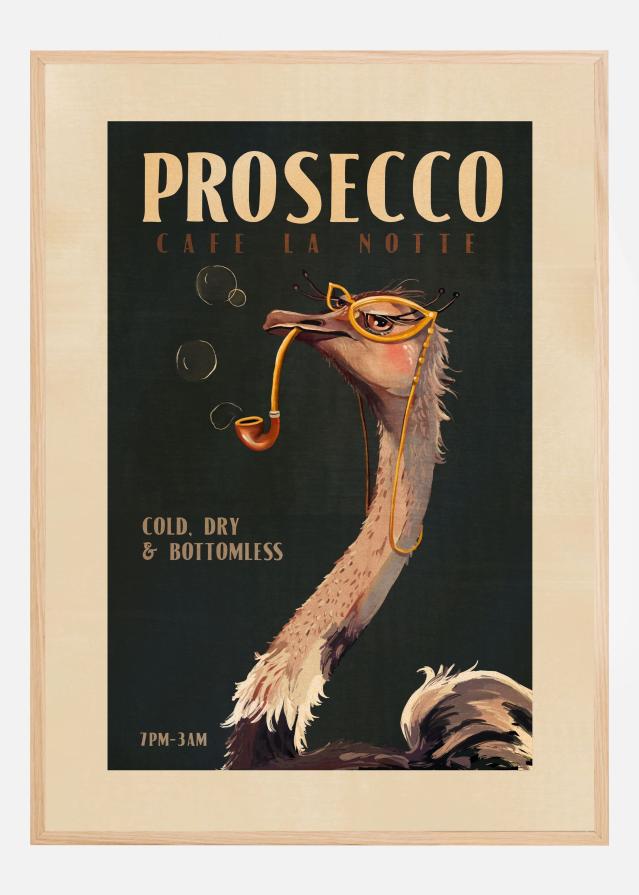 Art Deco Prosecco Wall Art Of An Ostrich Póster