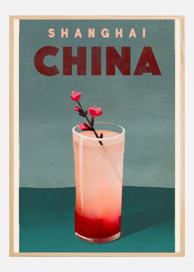 Travel Poster Cocktail Shanghai China Póster